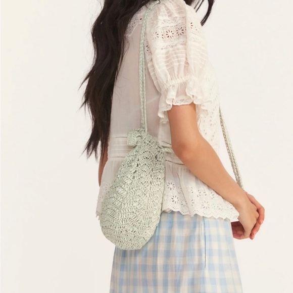 LOVESHACKFANCY Karelia Macrame Style Bag - Mint - New With Tags - Picture 8 of 8